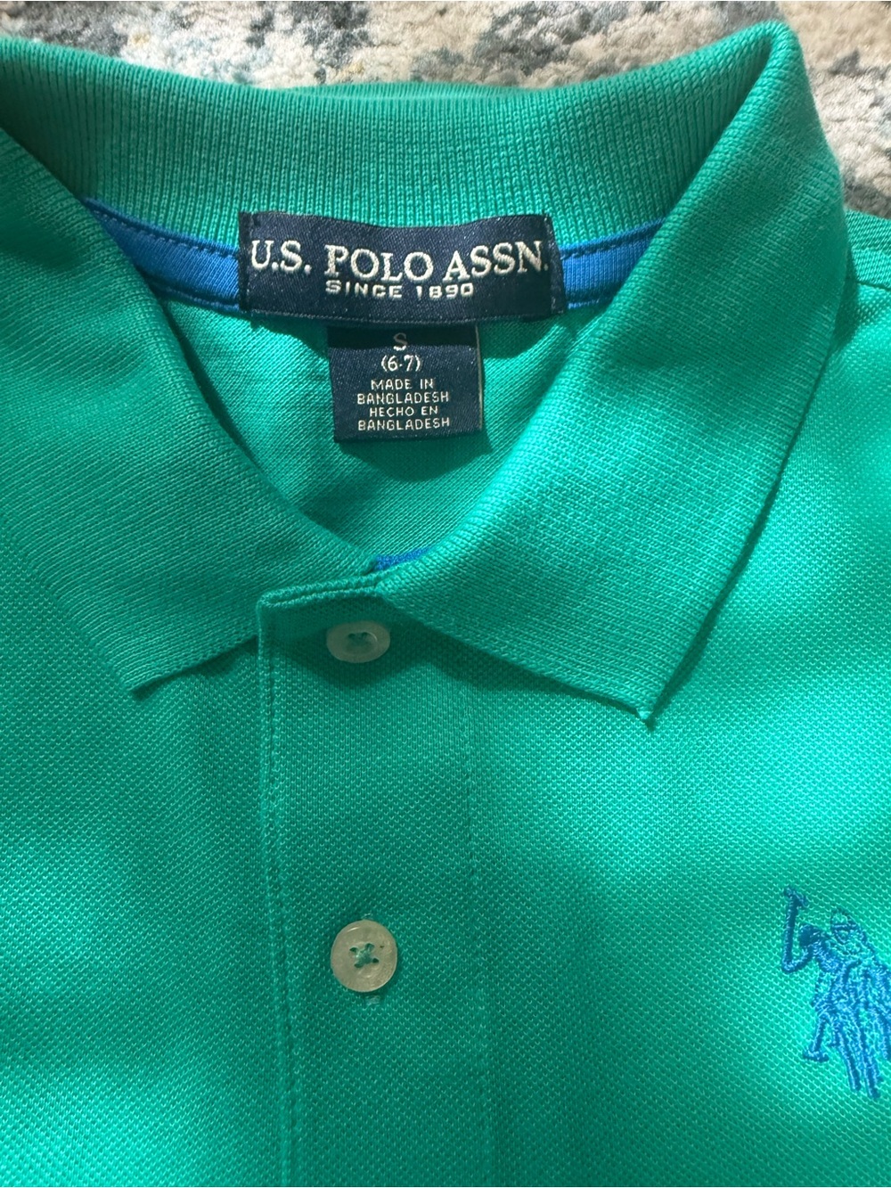 U.S. Polo Assn. Kids Teal Green Polo with Blue Logo